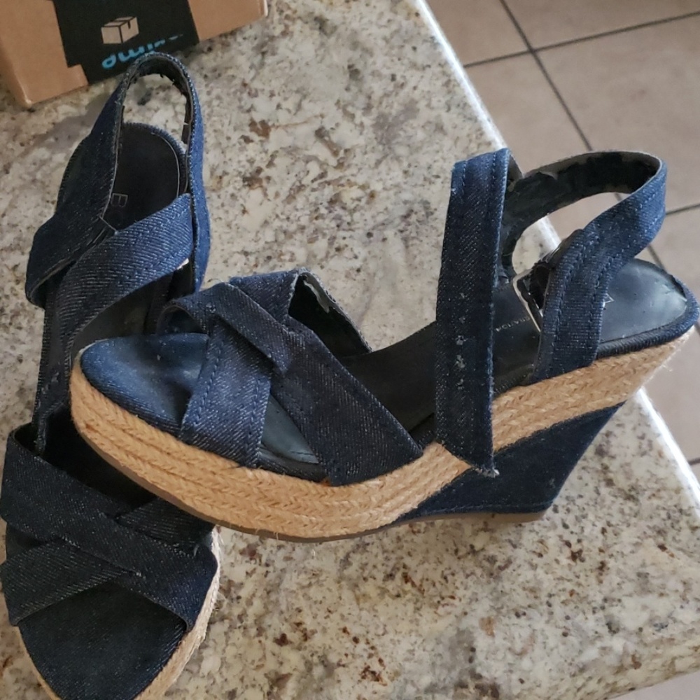 Denim Wedge Sandals